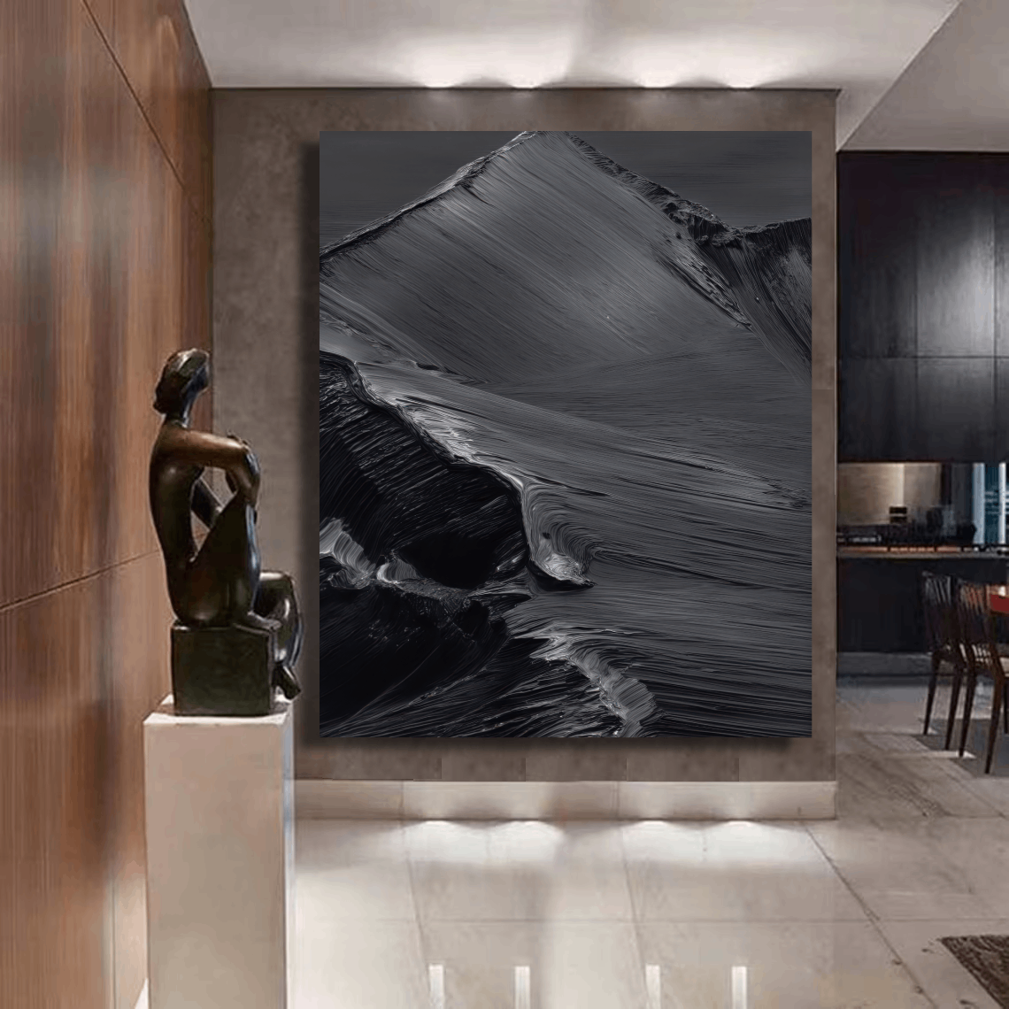 Ethereal Black Waveforms Wal Art