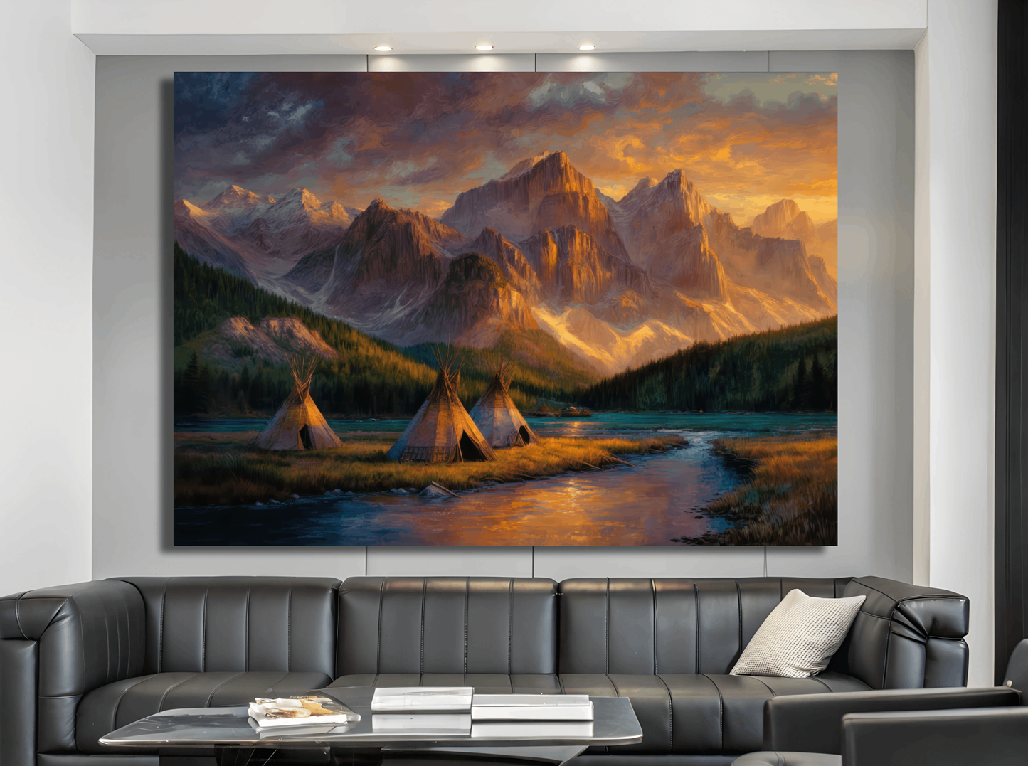 Golden Peaks and Teepees Wall Art