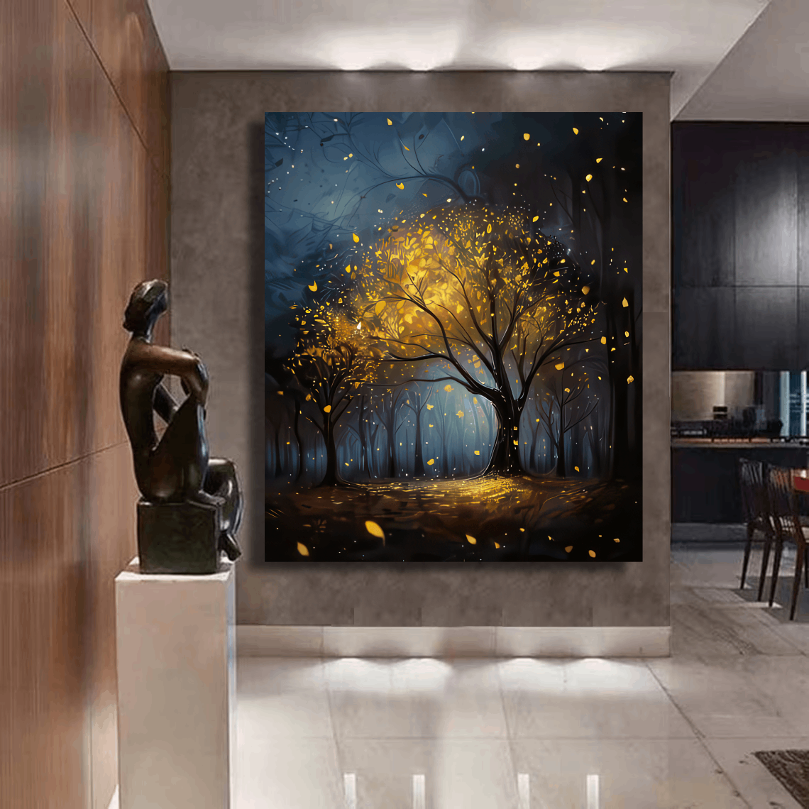 Golden Tree in Twilight Wall Art