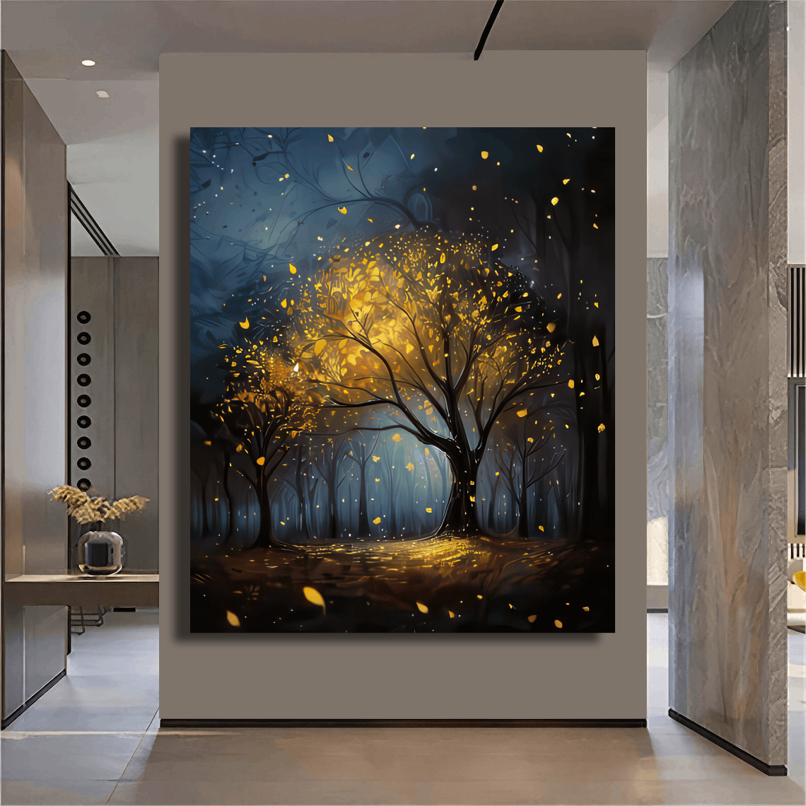 Golden Tree in Twilight Wall Art