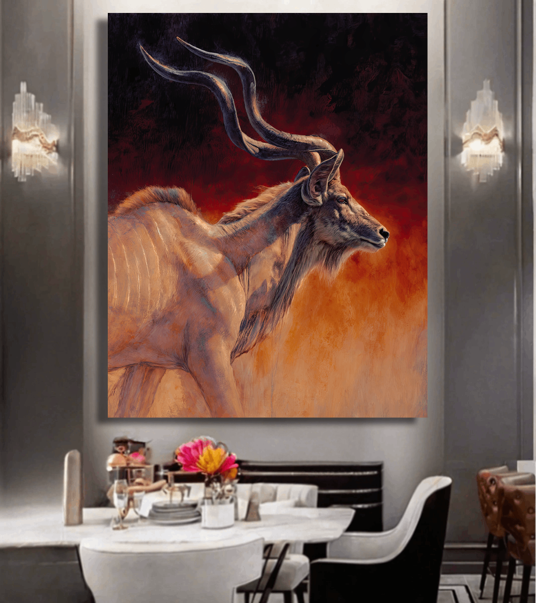 Graceful Kudu in Flame Wall Art