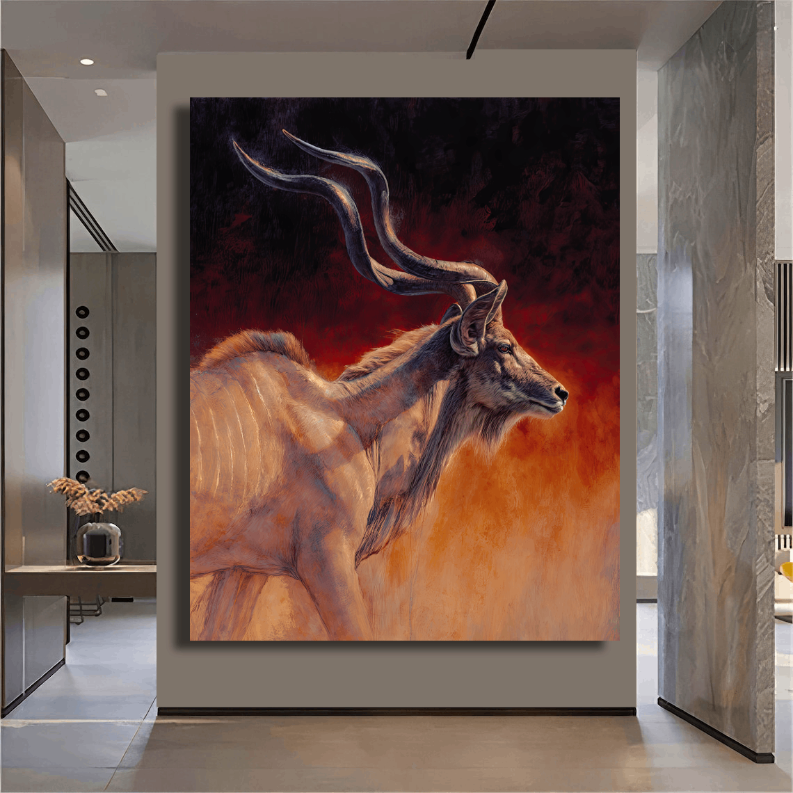 Graceful Kudu in Flame Wall Art