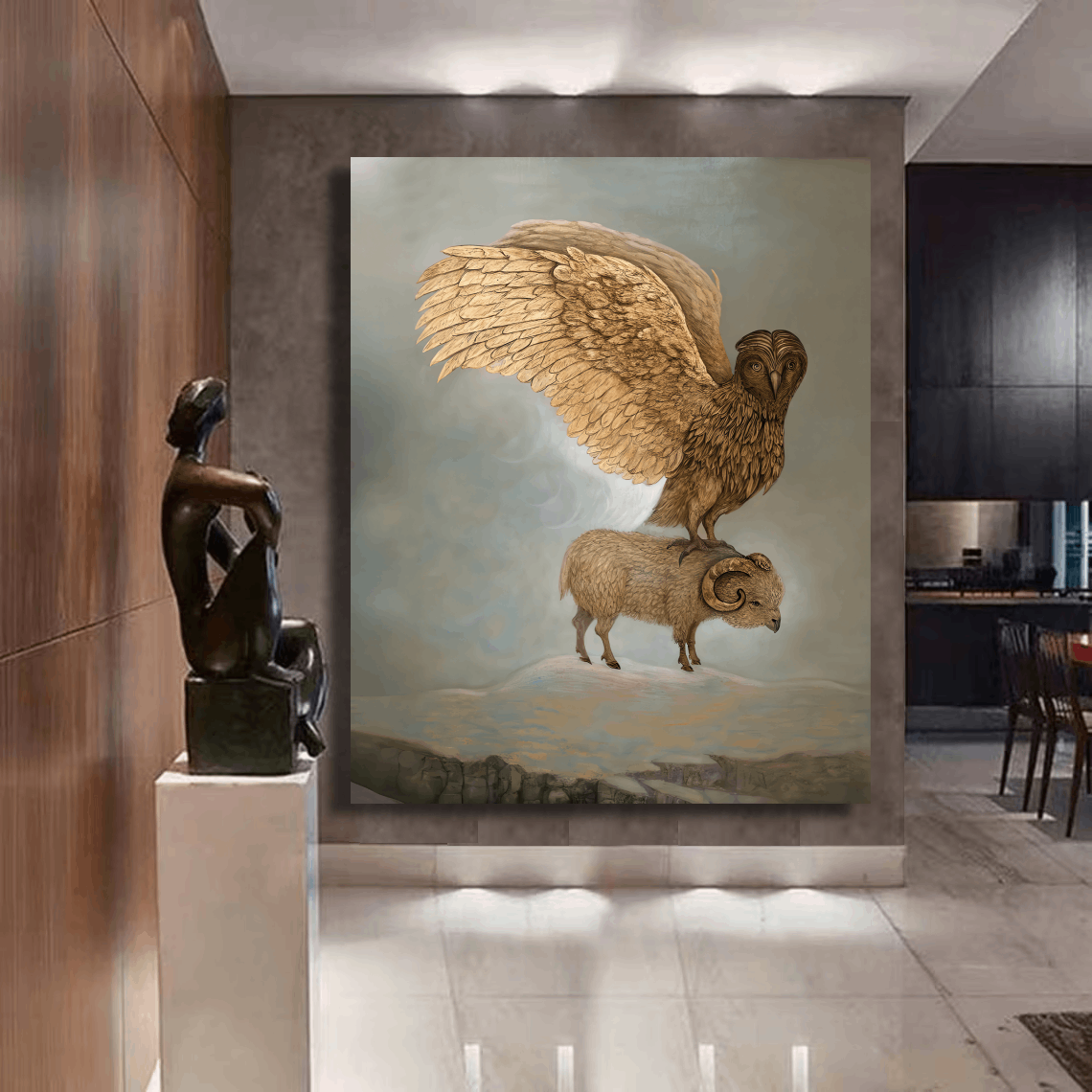 Guardian Owl atop Ram Wall Art
