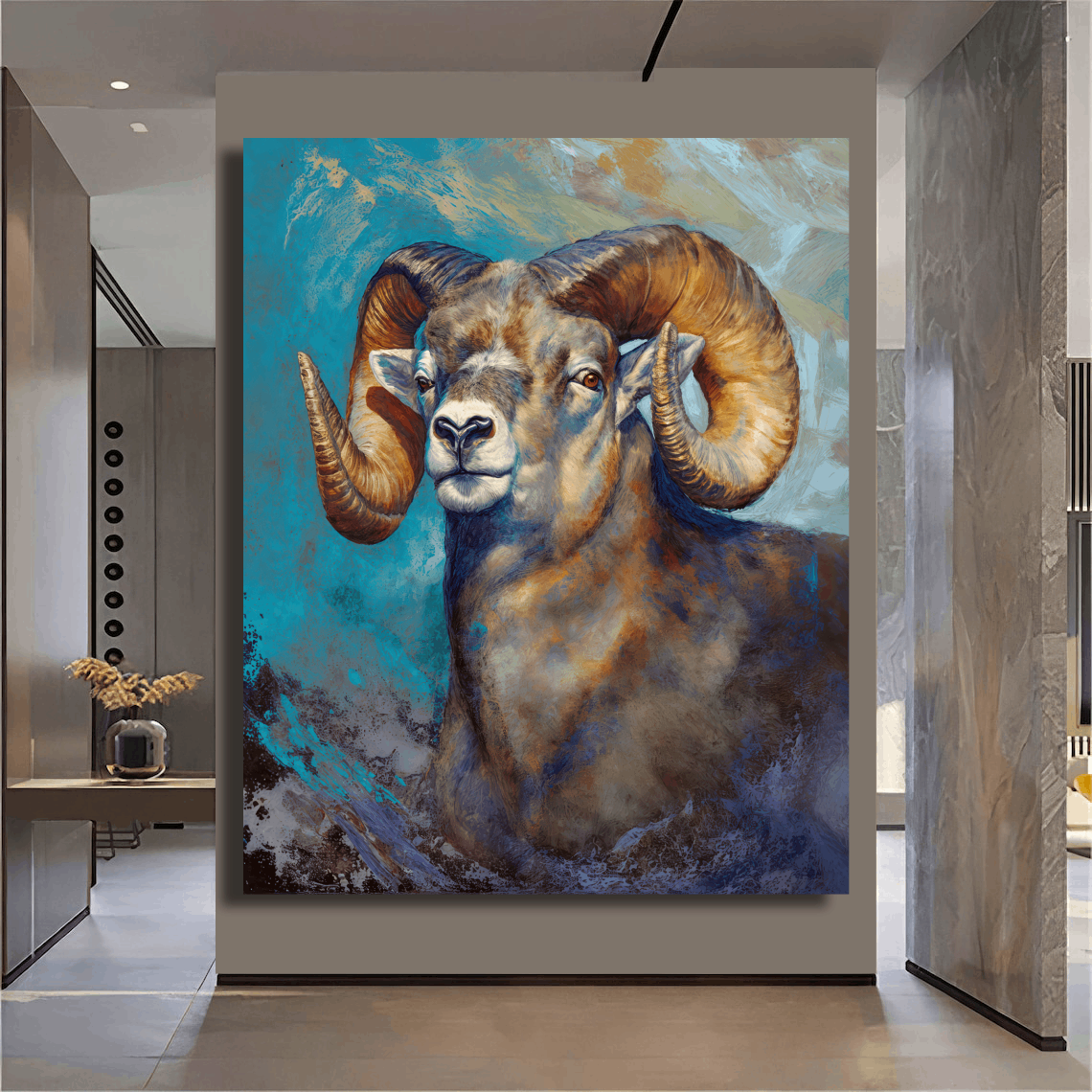 Majestic Ram in Blue Wall Art