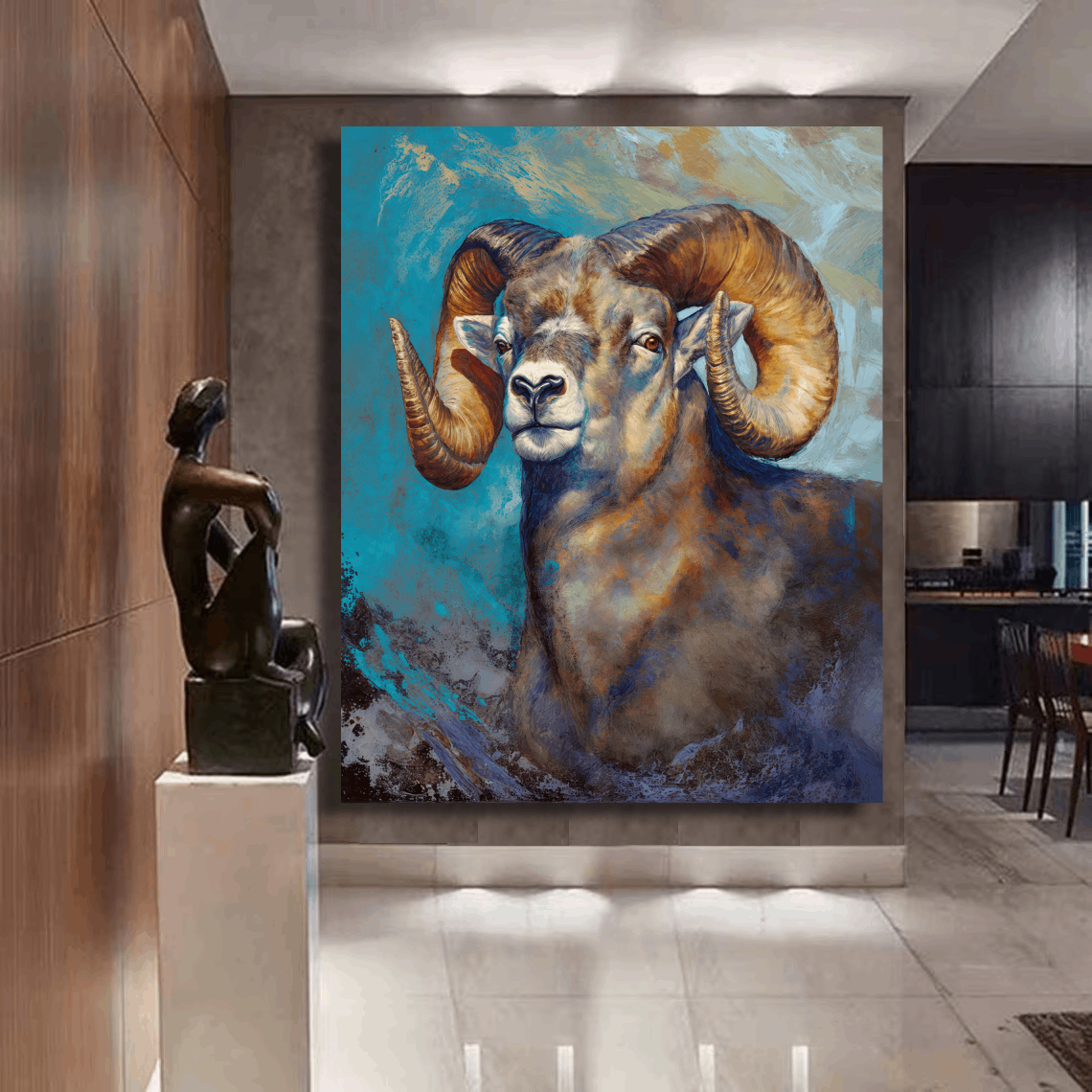 Majestic Ram in Blue Wall Art