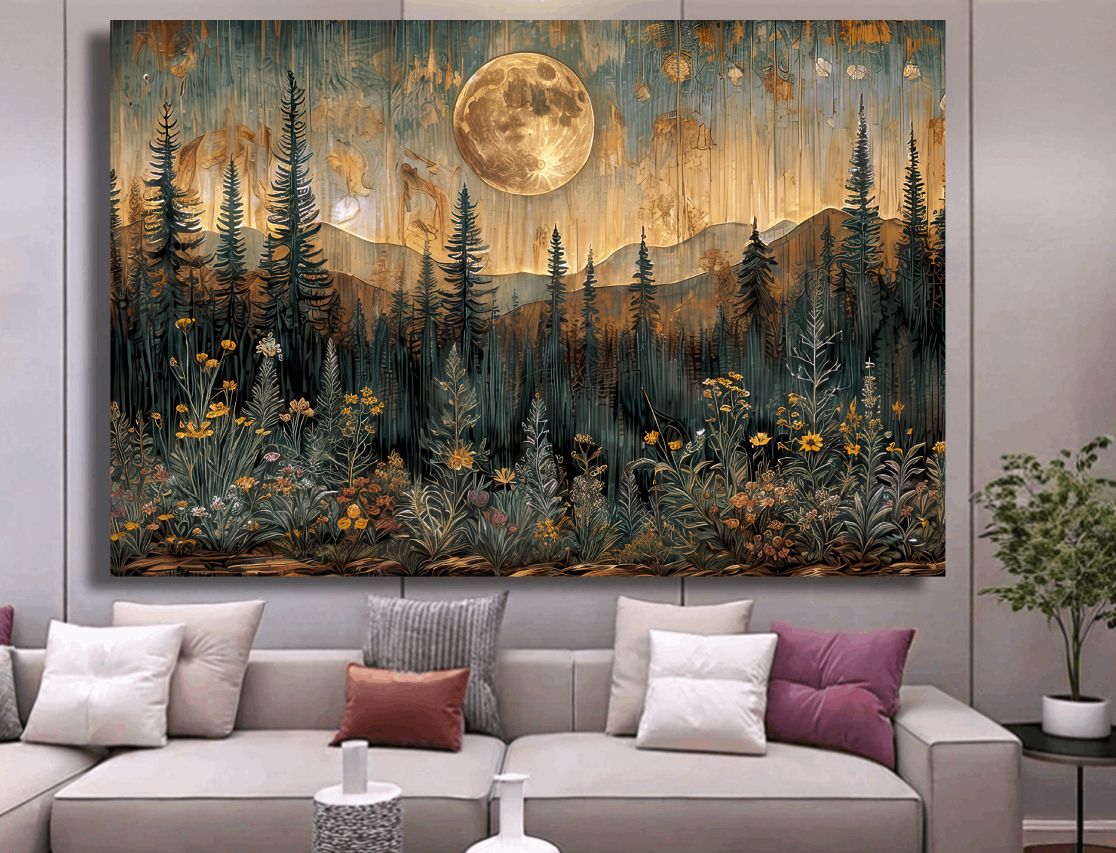 Moonlit Forest Blossom Dream Wall Art