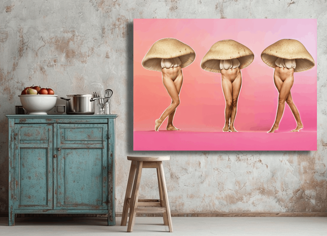 Mushroom Ladyshrooms Dancers in Pink Wall Art