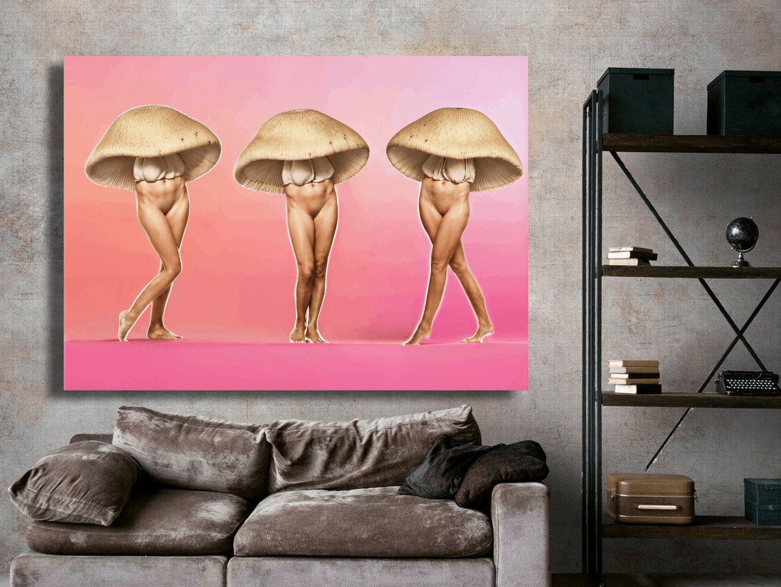 Mushroom Ladyshrooms Dancers in Pink Wall Art