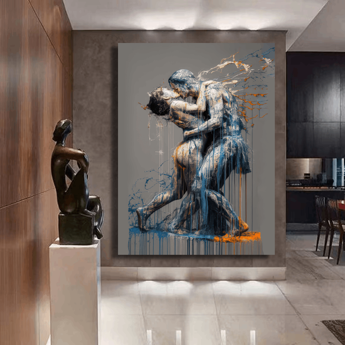 Passionate Embrace in Drips Wall Art