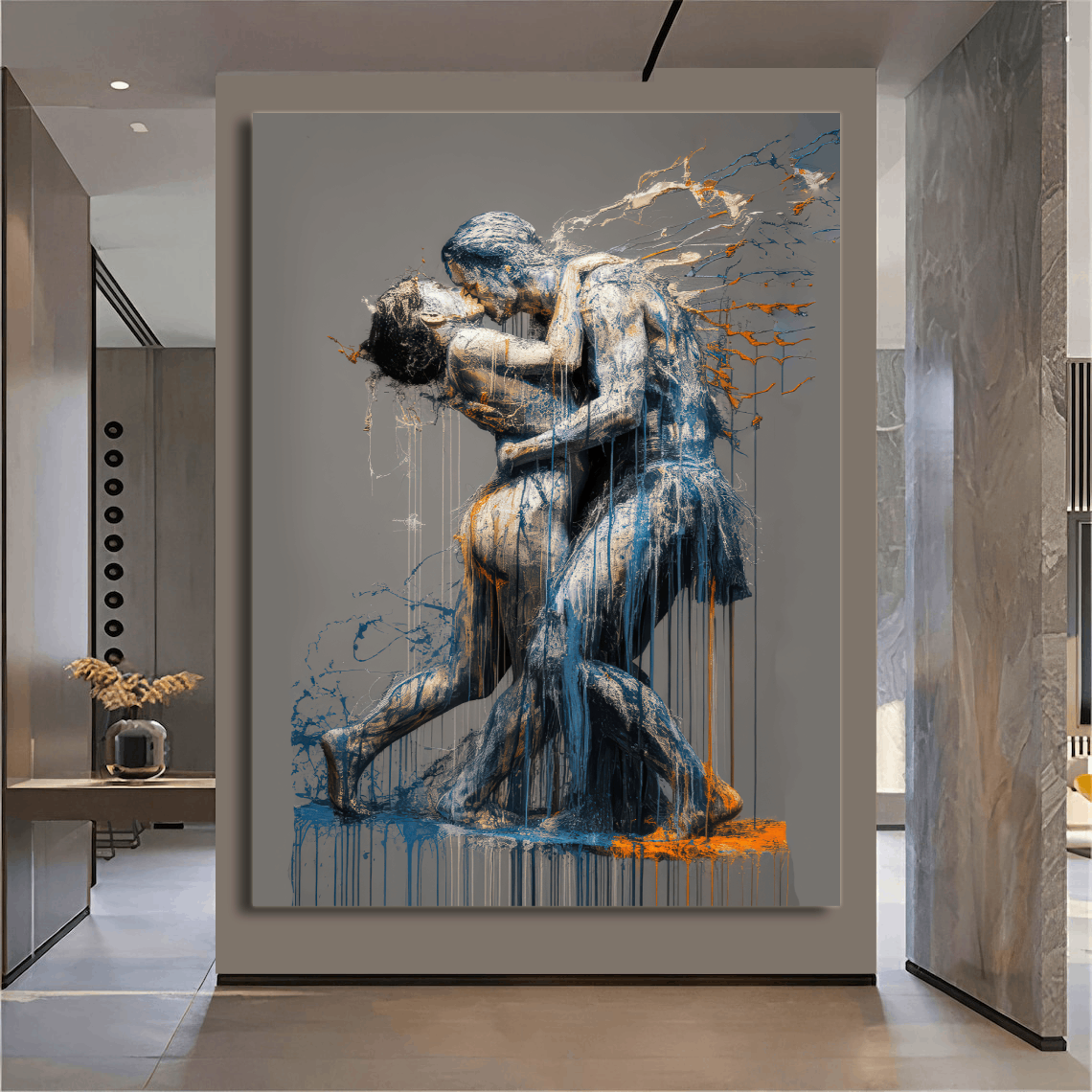 Passionate Embrace in Drips Wall Art