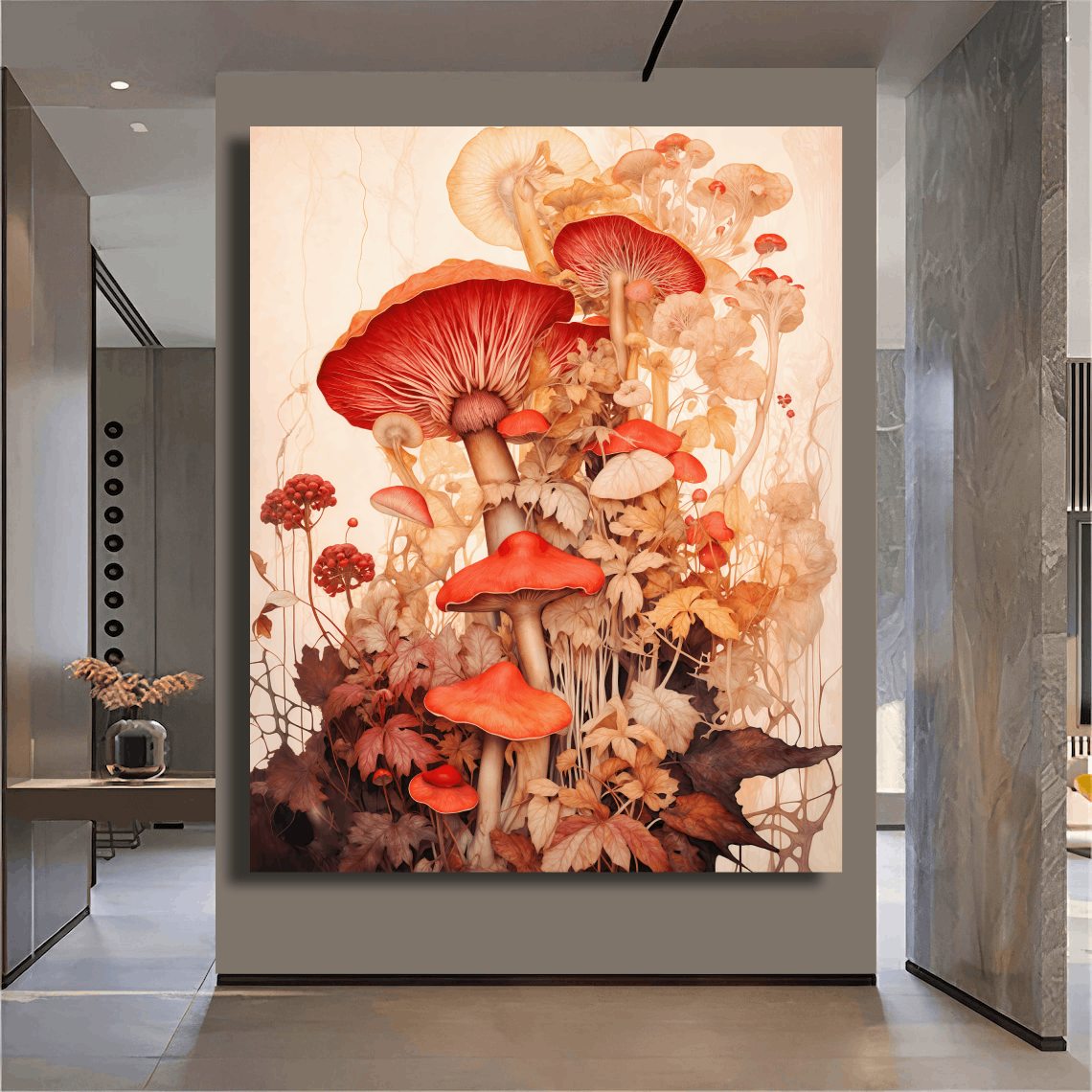 Red Mushrooms in Bloom Wall Art