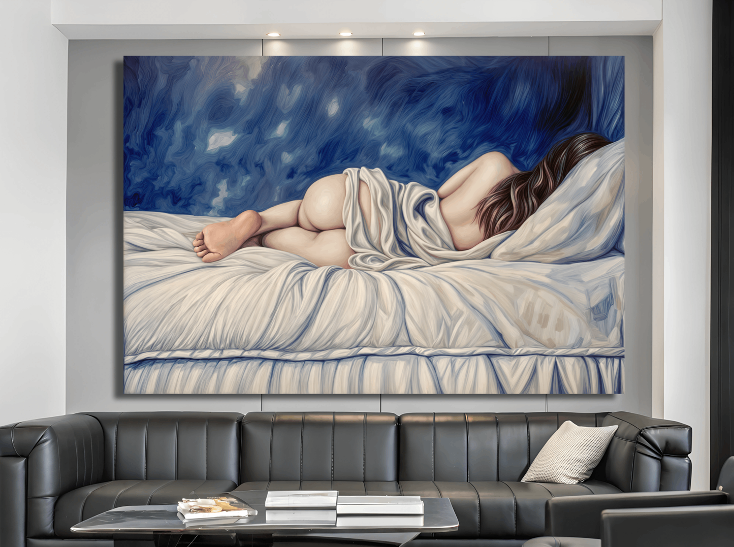 Restful Nude on Linen Painting Wall Art