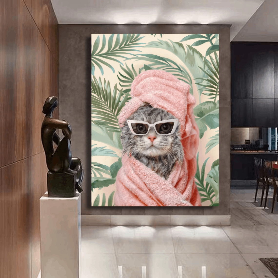 Stylish Cat in Spa Wall Art Wall Art
