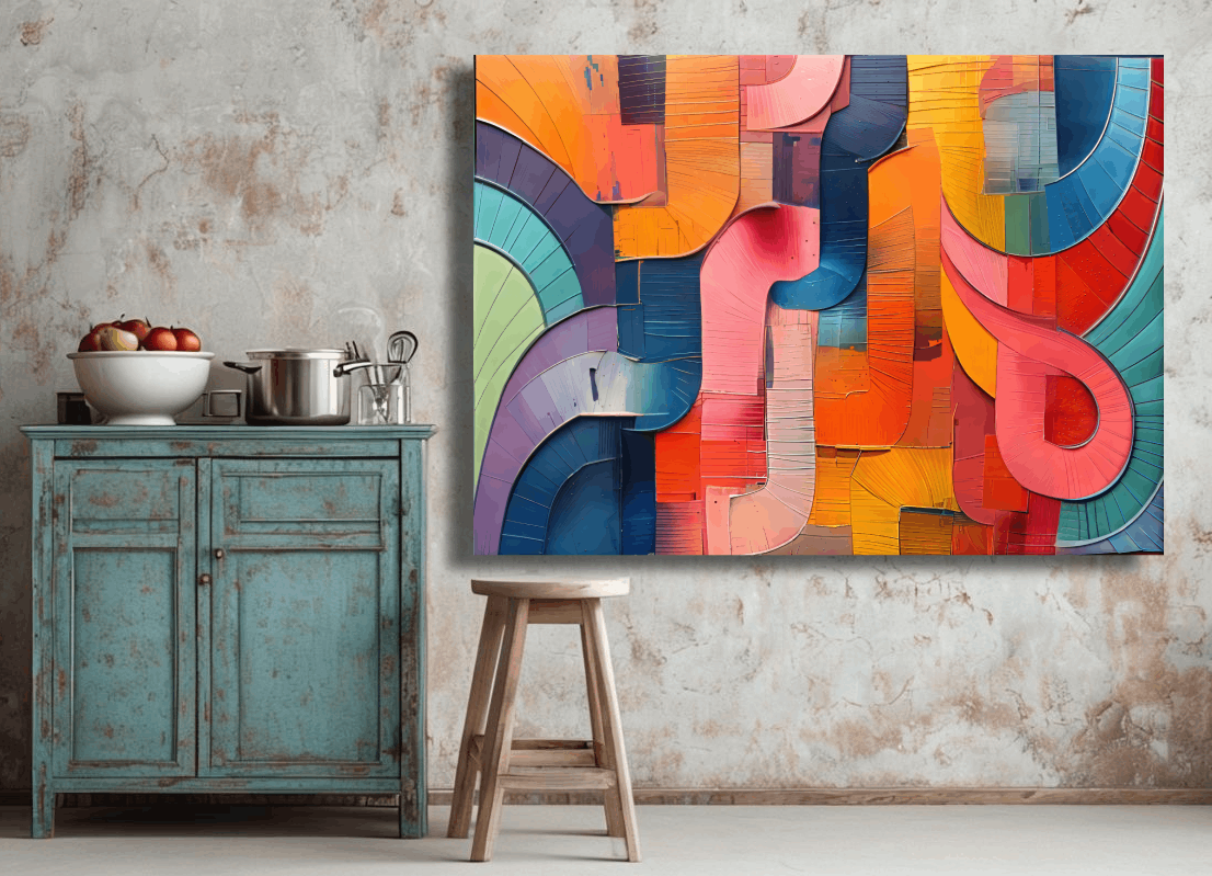Vibrant Curves of Color Harmony Wall Art