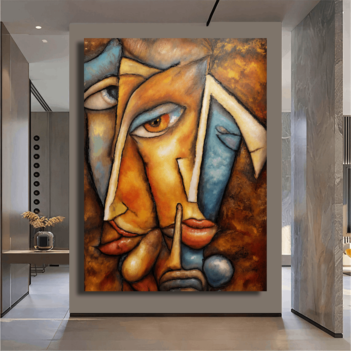 Abstract Faces in Silence Wall Art