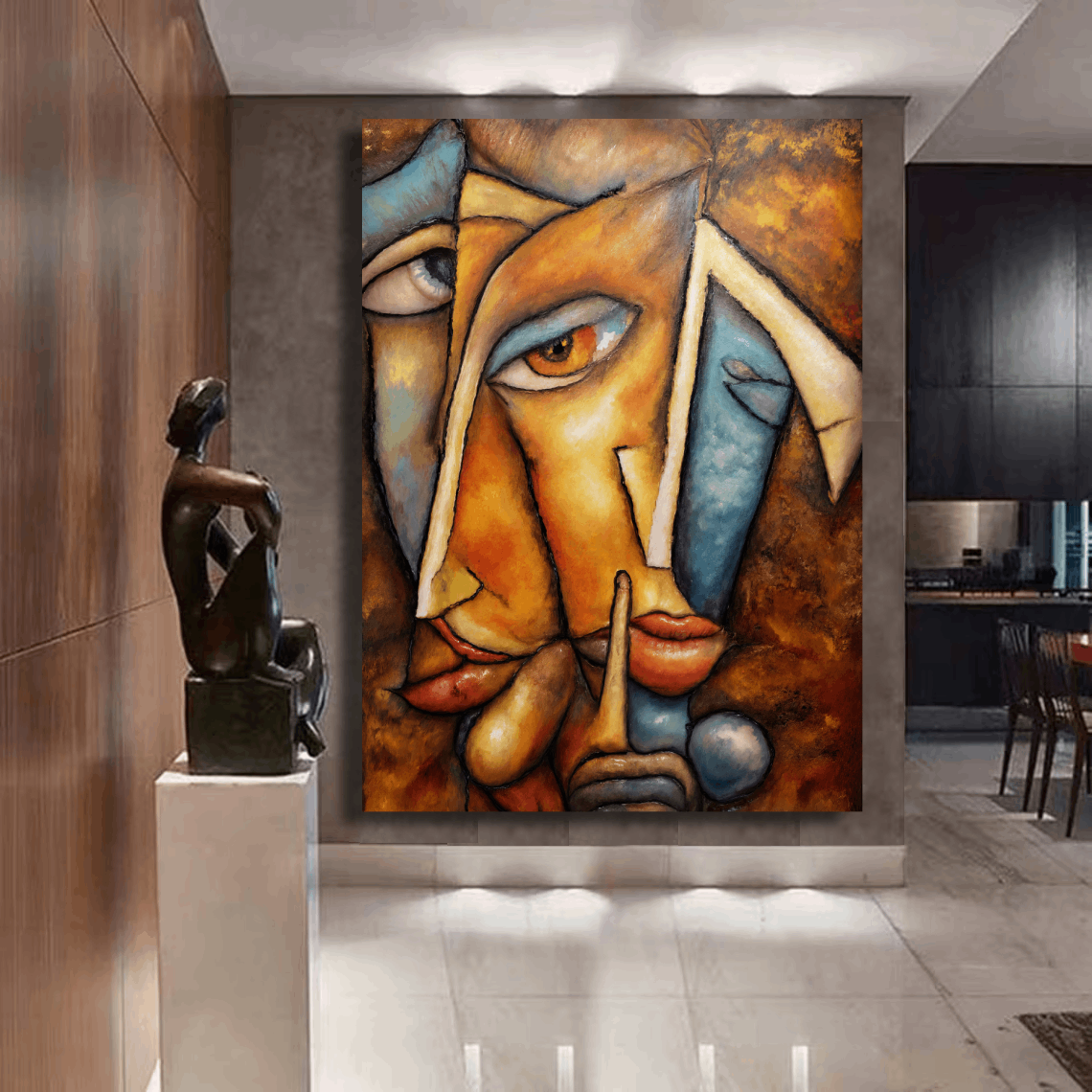 Abstract Faces in Silence Wall Art