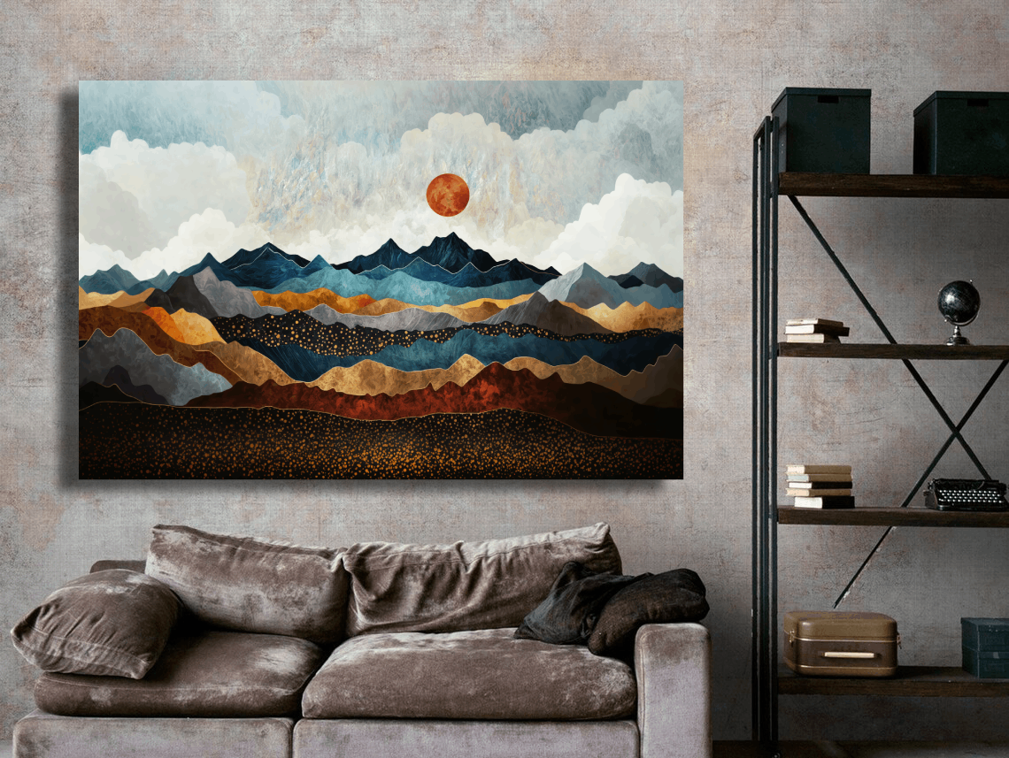 Abstract Mountains Under Sun Wall Art