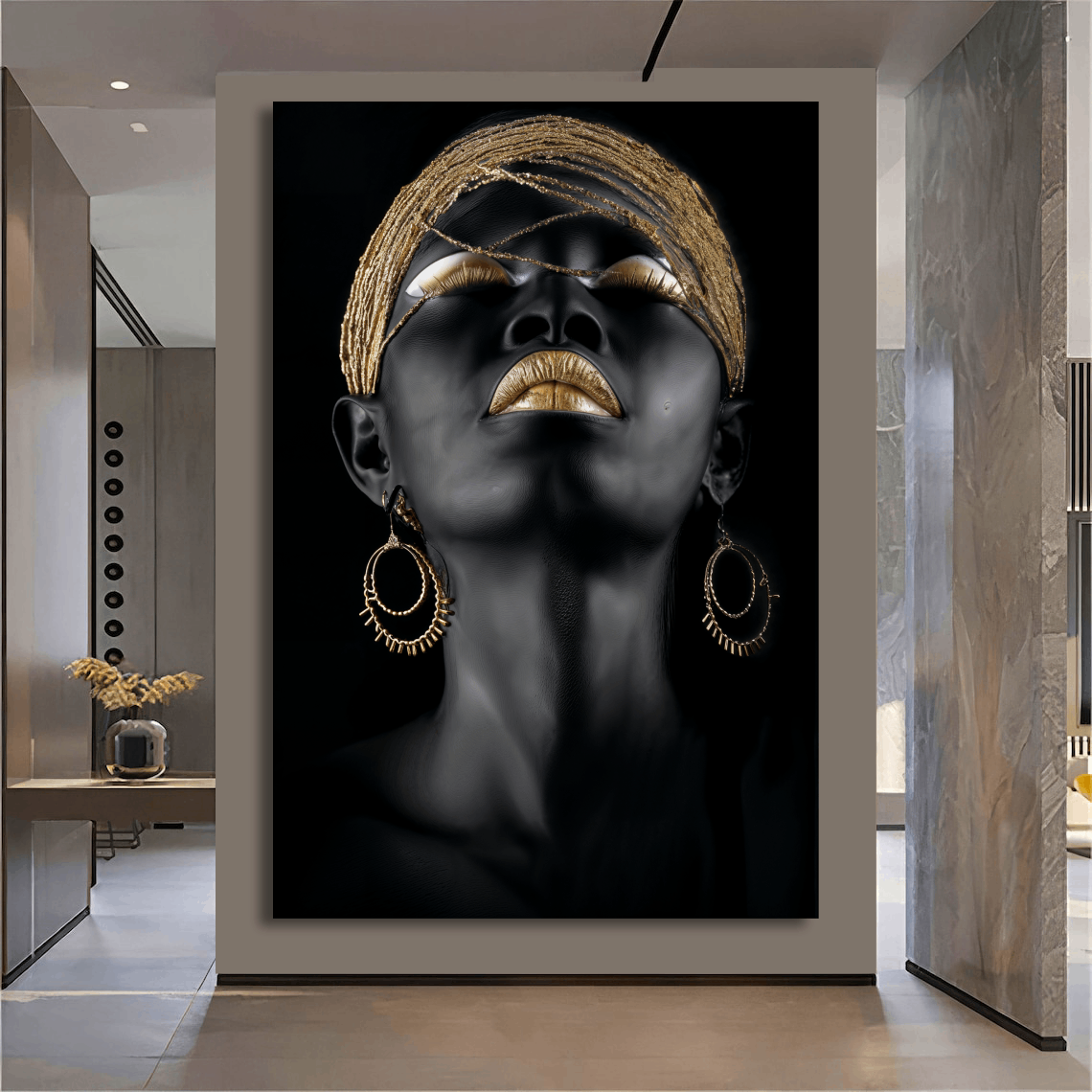 African Lady Black and Gold Wall Art