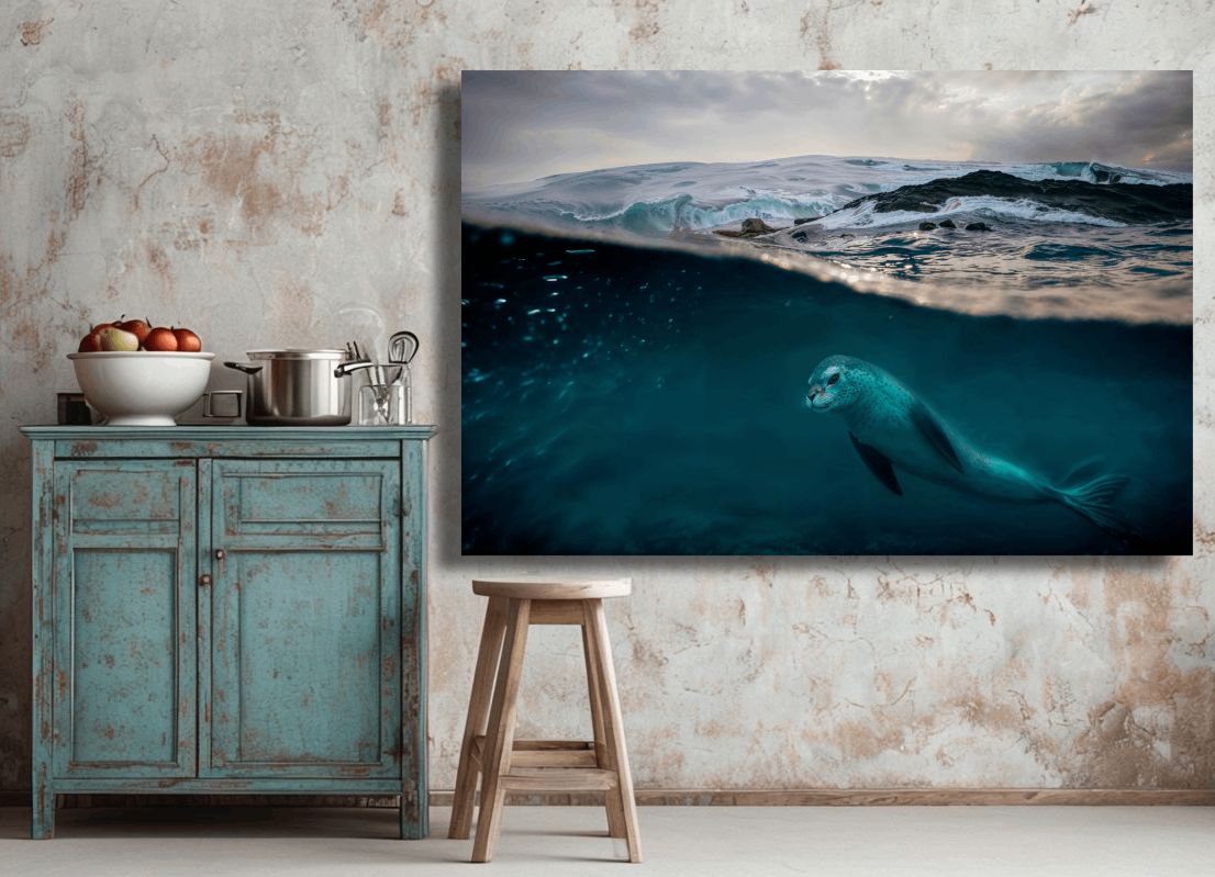 Antarctica Leopard Seal Underwater Wall Art