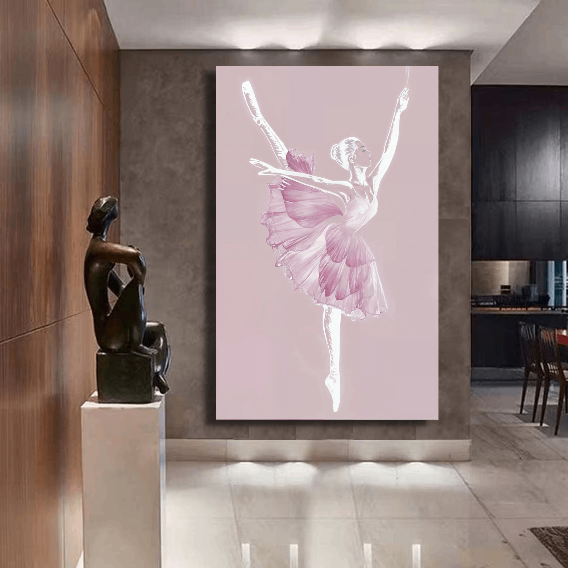 Ballerina Dancing in Pink Dress Wall Art