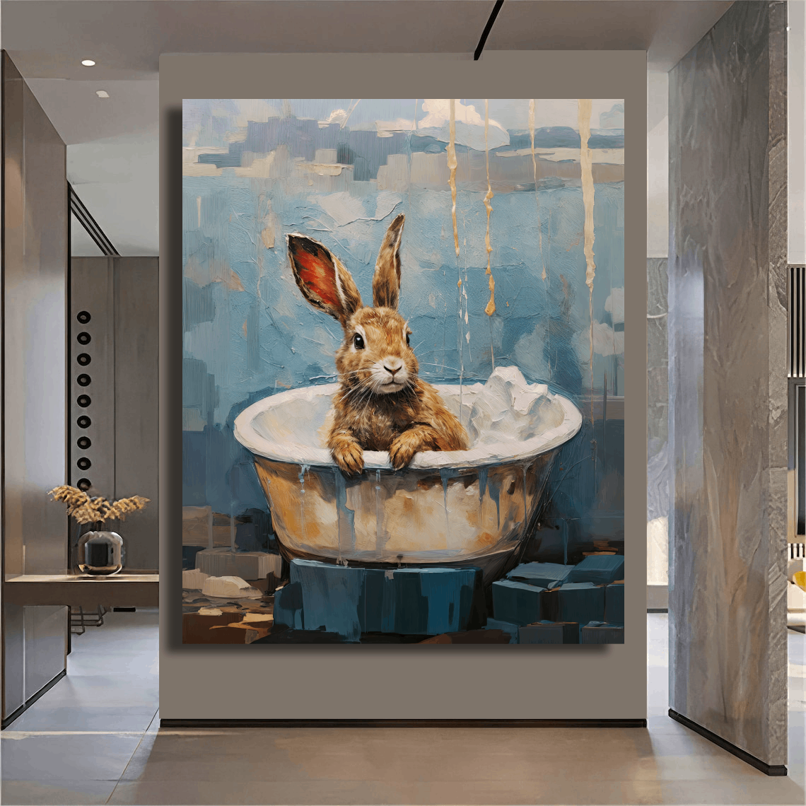 Bathtime Bunny in Tub Wall Art