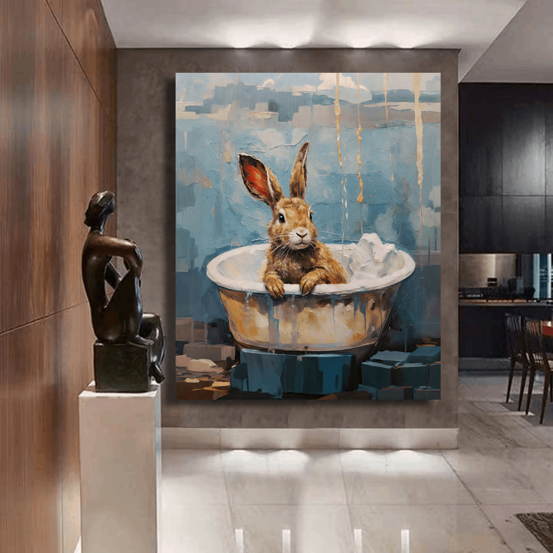 Bathtime Bunny in Tub Wall Art