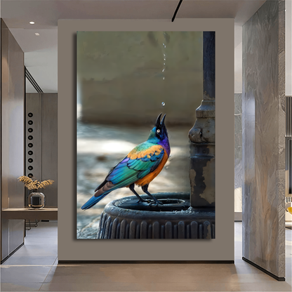 Bird Drinking Water Wall Art