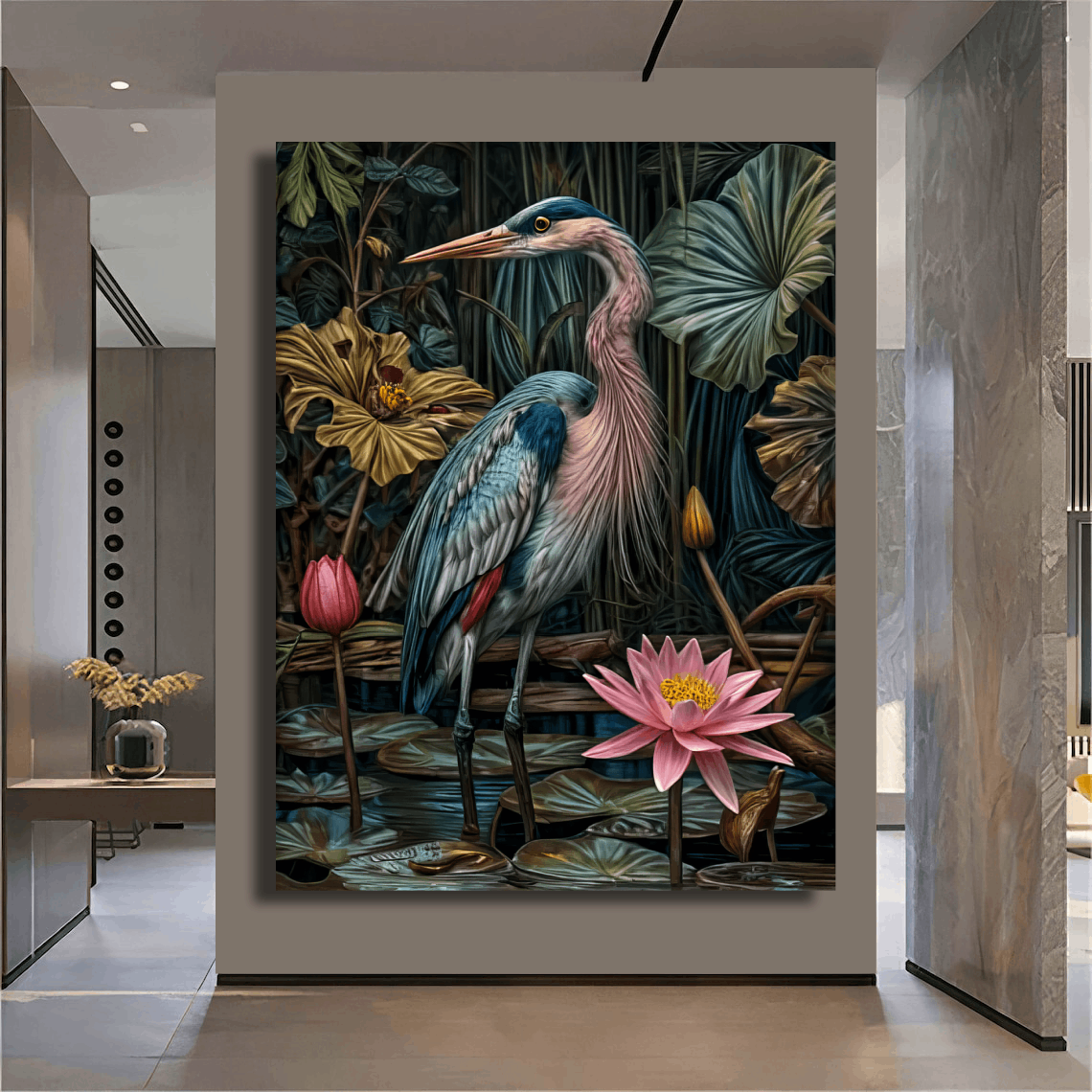 Blue Heron In Tropics Wall Art