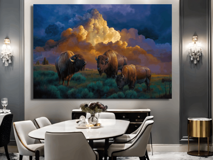 Buffalo Bisons Beneath Stormy Skies Wall Art