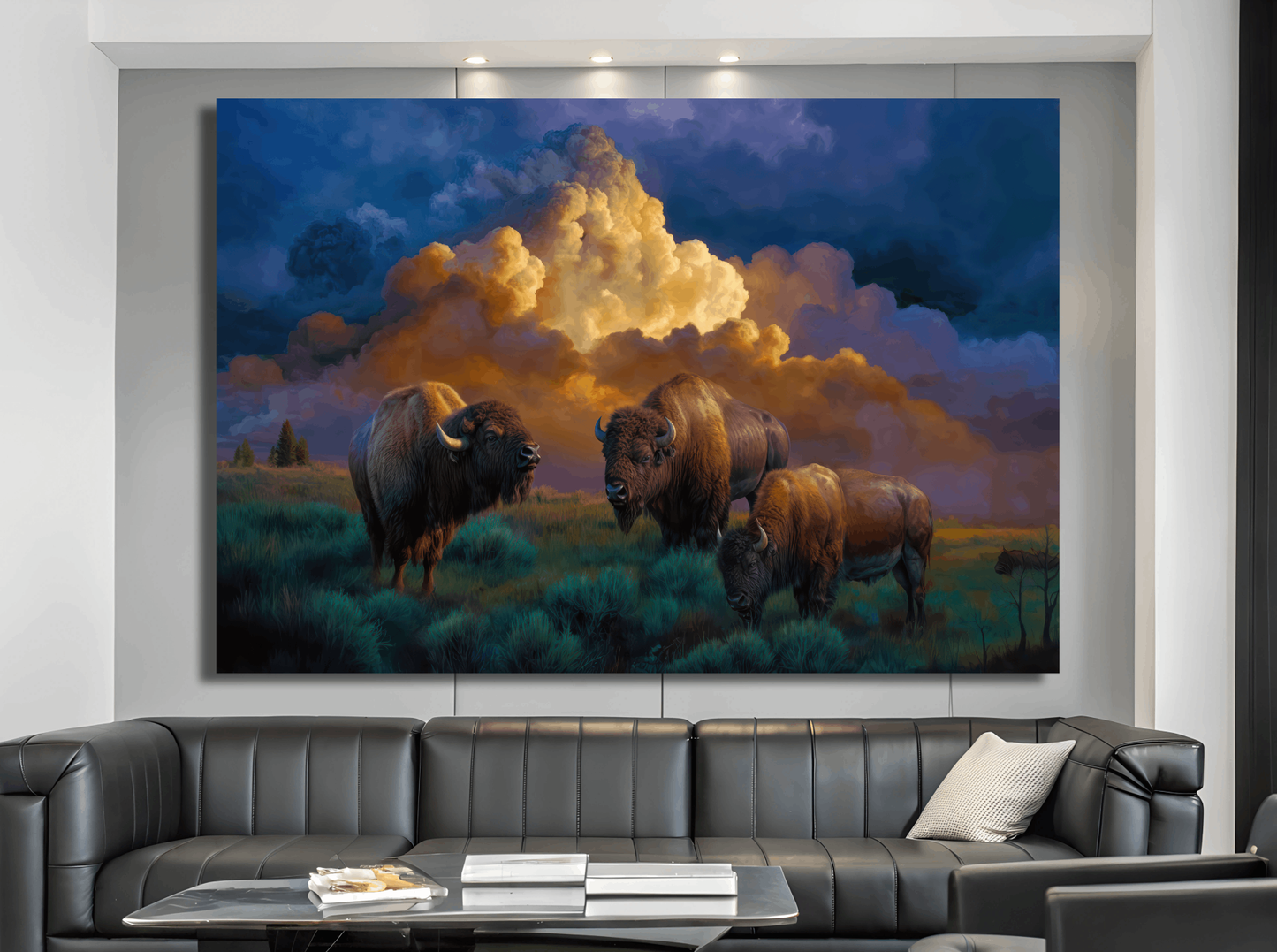 Buffalo Bisons Beneath Stormy Skies Wall Art