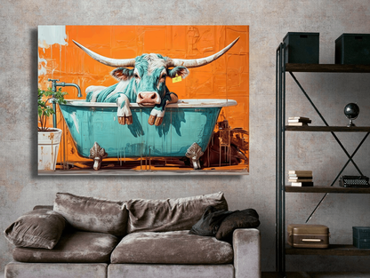 Bull’s Bath Time Delight Wall Art