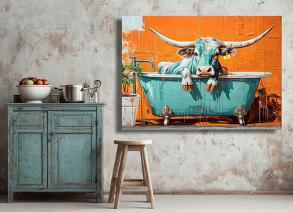 Bull’s Bath Time Delight Wall Art