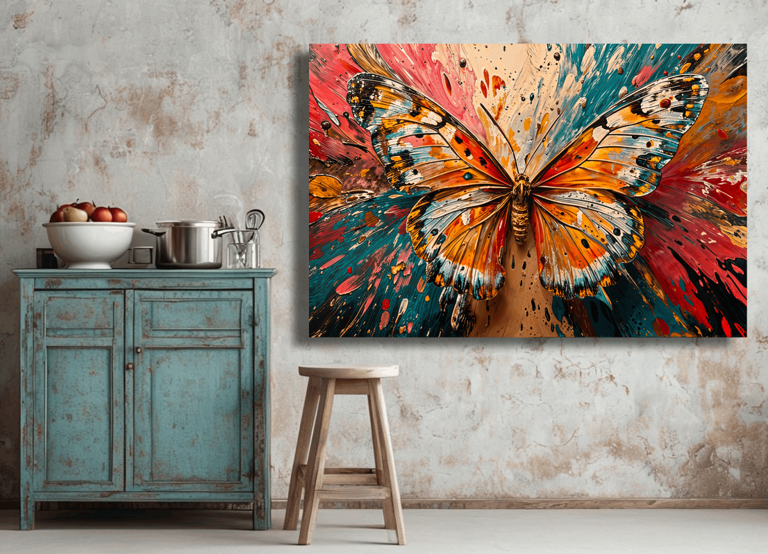 Butterfly's Vibrant Color Burst Wall Art