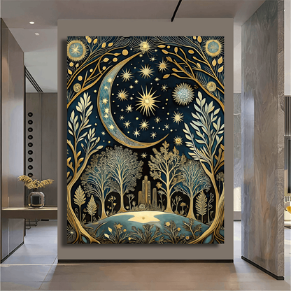 Celestial Forest Under Moon Wall Art