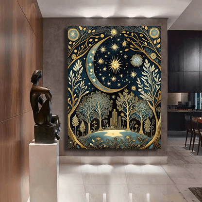 Celestial Forest Under Moon Wall Art