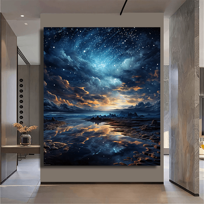 Celestial Nightfall Reflections Landscape Wall Art