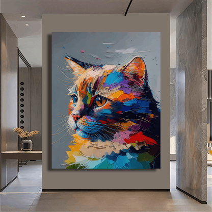 Colorful Portrait of Cat Wall Art