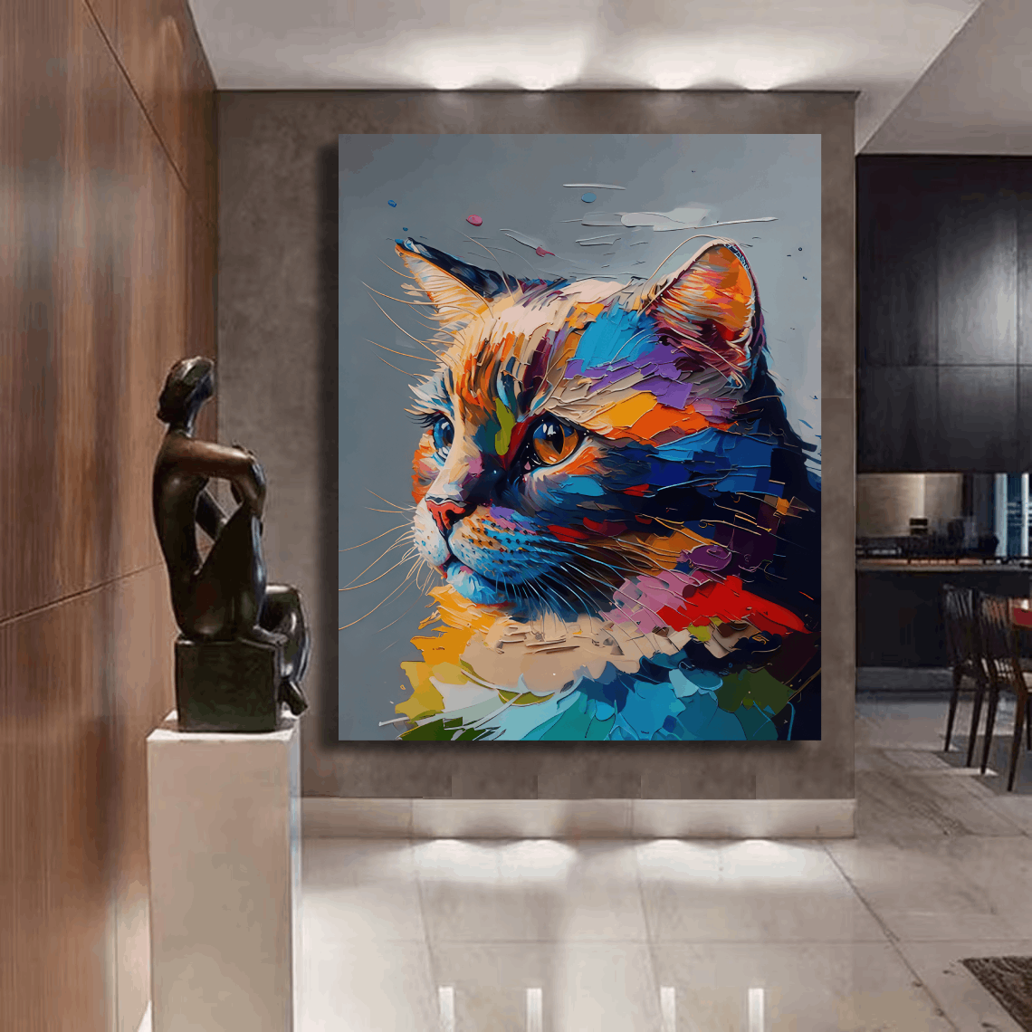 Colorful Portrait of Cat Wall Art