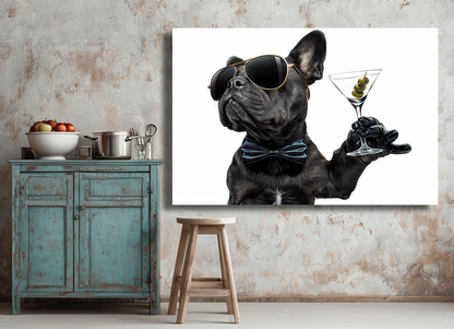 Dapper Dog with Martini Wall Art