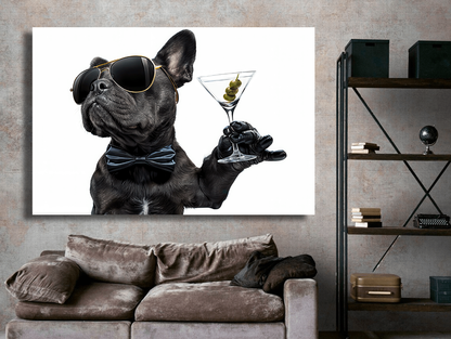 Dapper Dog with Martini Wall Art