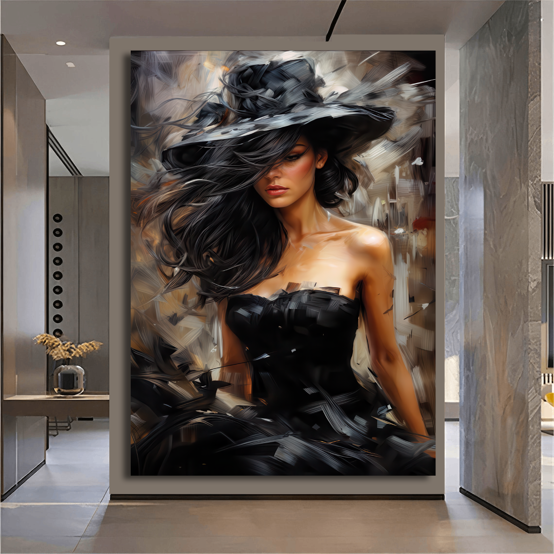 Elegance in Black Brushstrokes Wall Art