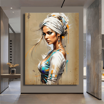 Elegant Woman in Turban Wall Art