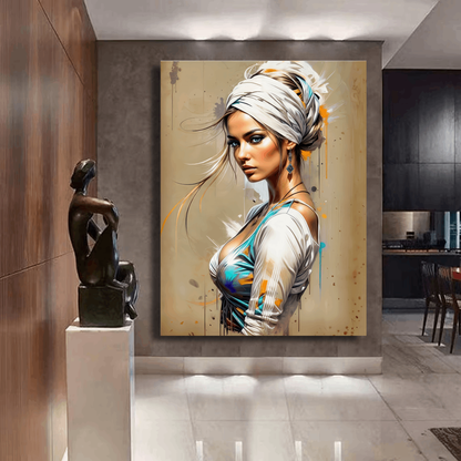 Elegant Woman in Turban Wall Art