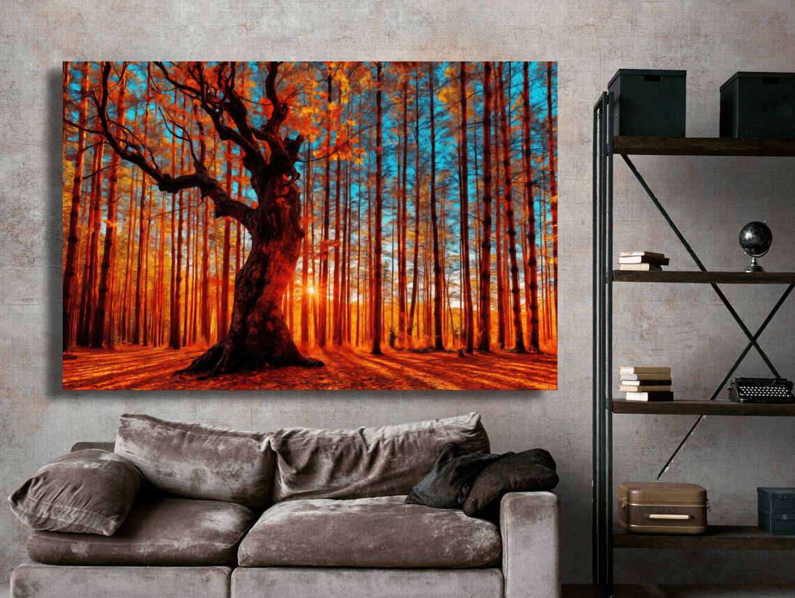 Enchanted Autumn Forest Glow Wall Art