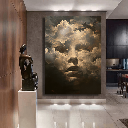 Ethereal Face in Clouds Wall Art