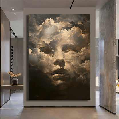 Ethereal Face in Clouds Wall Art