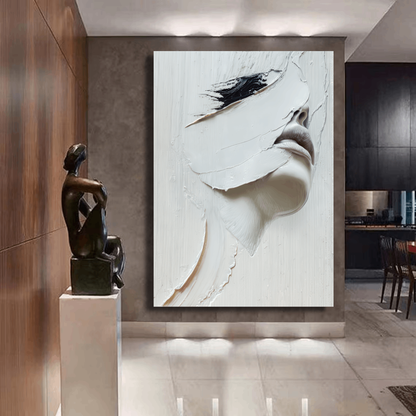 Face Abstract Elegance in White Wall Art