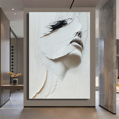 Face Abstract Elegance in White Wall Art