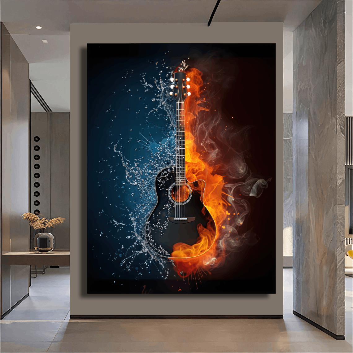 Fire and Ice Guitar Wall Art