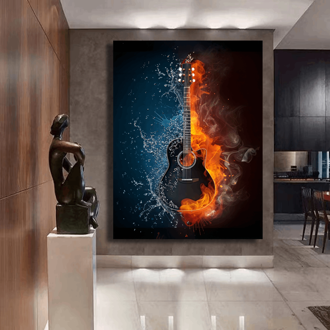 Fire and Ice Guitar Wall Art